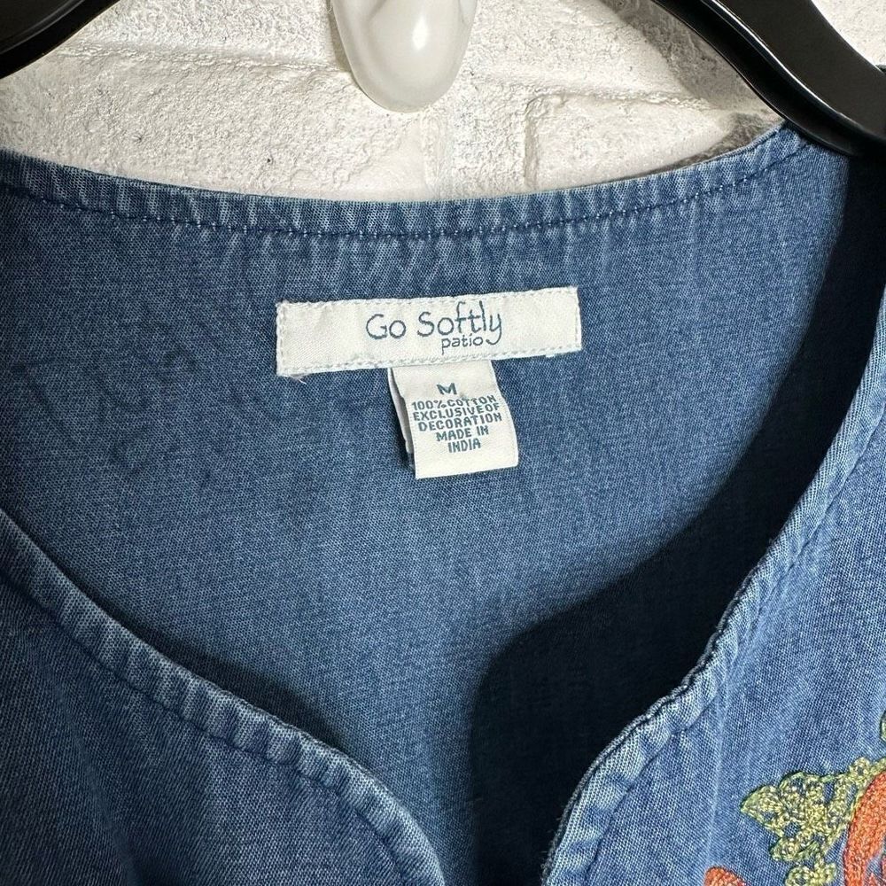 Go Softly‎ Patio Denim Dress Pumpkin Patch Fall Zipper size Medium - Picture 3 of 6